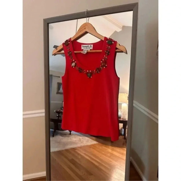 Joseph A Ribbed Sleeveless‎ Beaded Sweater size Small - Picture 2 of 6